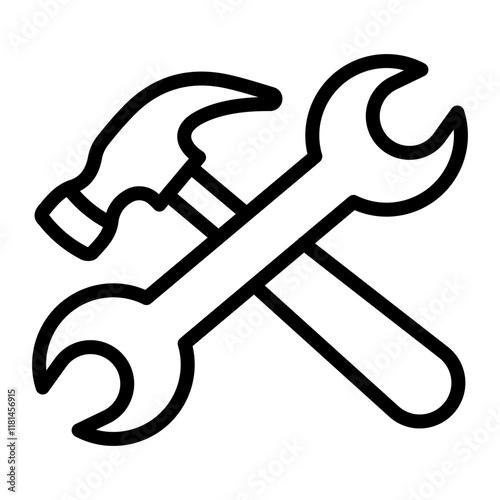 Work Tools Vector Line Icon Design