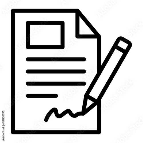 Contract Vector Line Icon Design