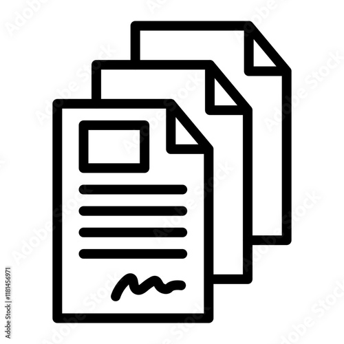 Contrat Documents Vector Line Icon Design