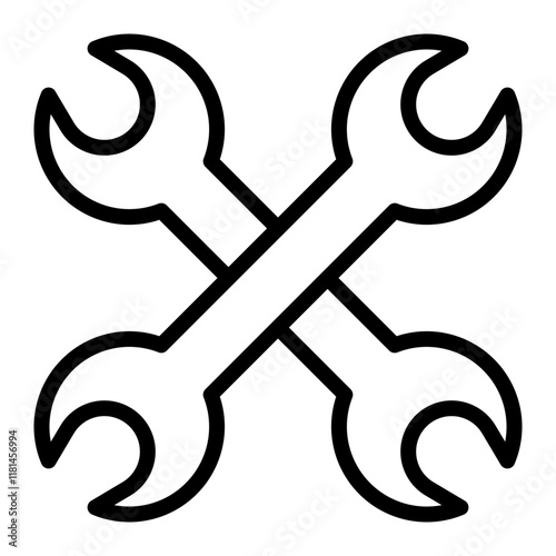 Wrench Tool Vector Line Icon Design