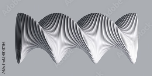 Abstract minimalist background with Group of twisted shapes. 3d render.