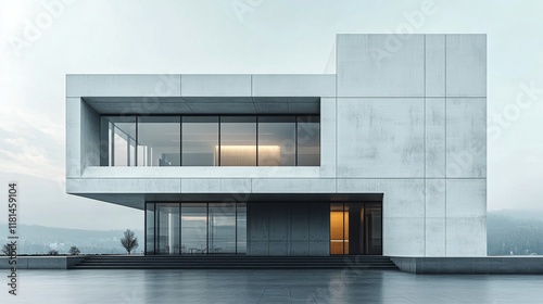 Modern architectural design showcases minimalist aesthetic on a cloudy day