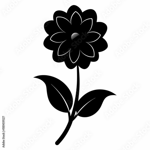 Flower Reverie black silhouette vector