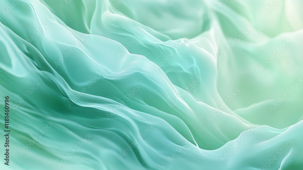 Fototapeta premium Aqua fabric, flowing, soft, translucent waves.