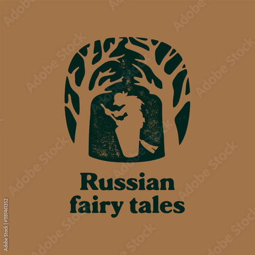 Baba Yaga, Slavic folklore witch, flying with broom. Character of Russian fairy tales. Vector graphics.