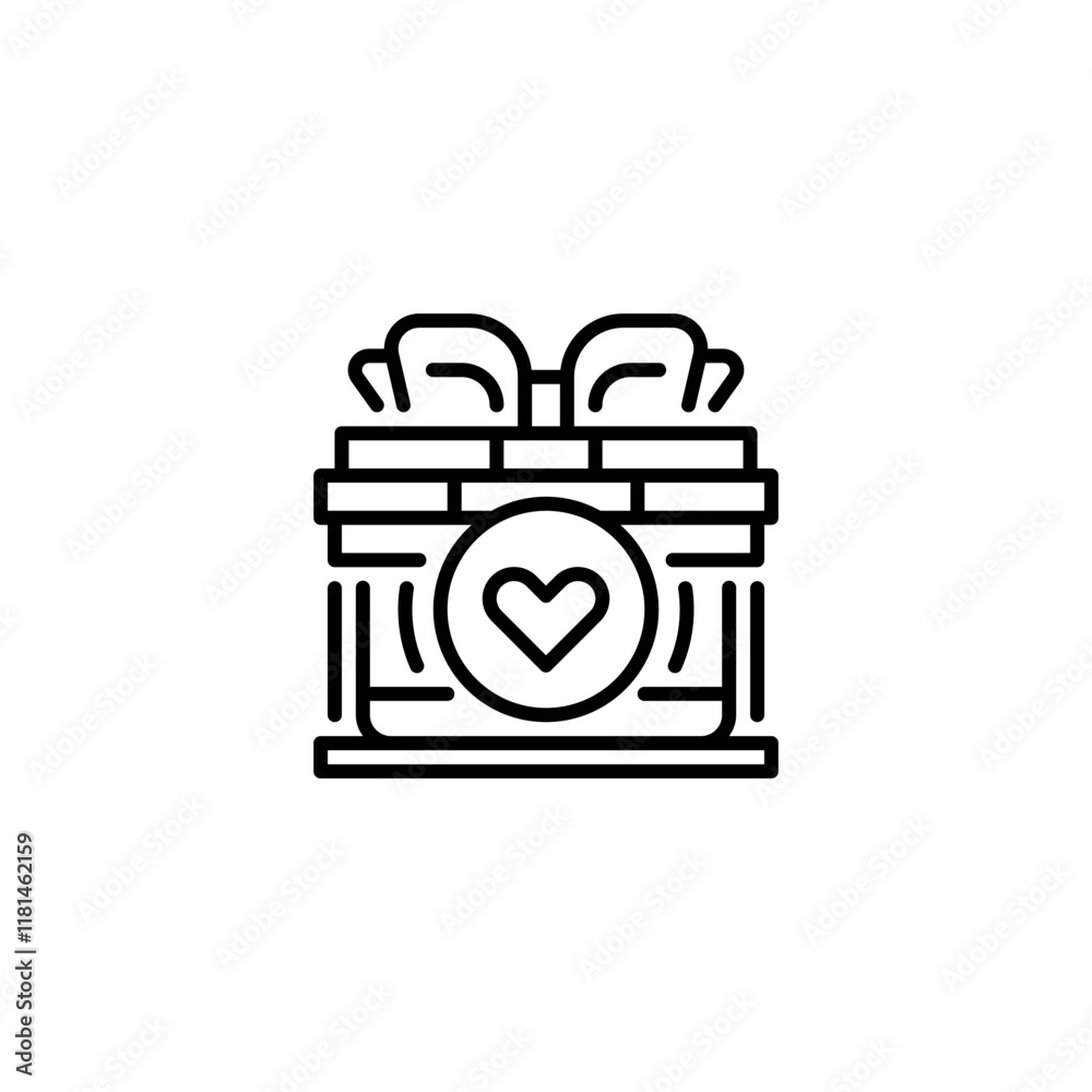 Heart with Gift line icon. Universal creative premium symbol. Vector sign icon logo template. Vector illustration Heart with Gift line icon. Universal creative premium symbol. Vector sign icon logo template. Vector illustration