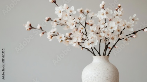 Elegant arrangement of pink blossoms in a minimalist vase on a wooden table
