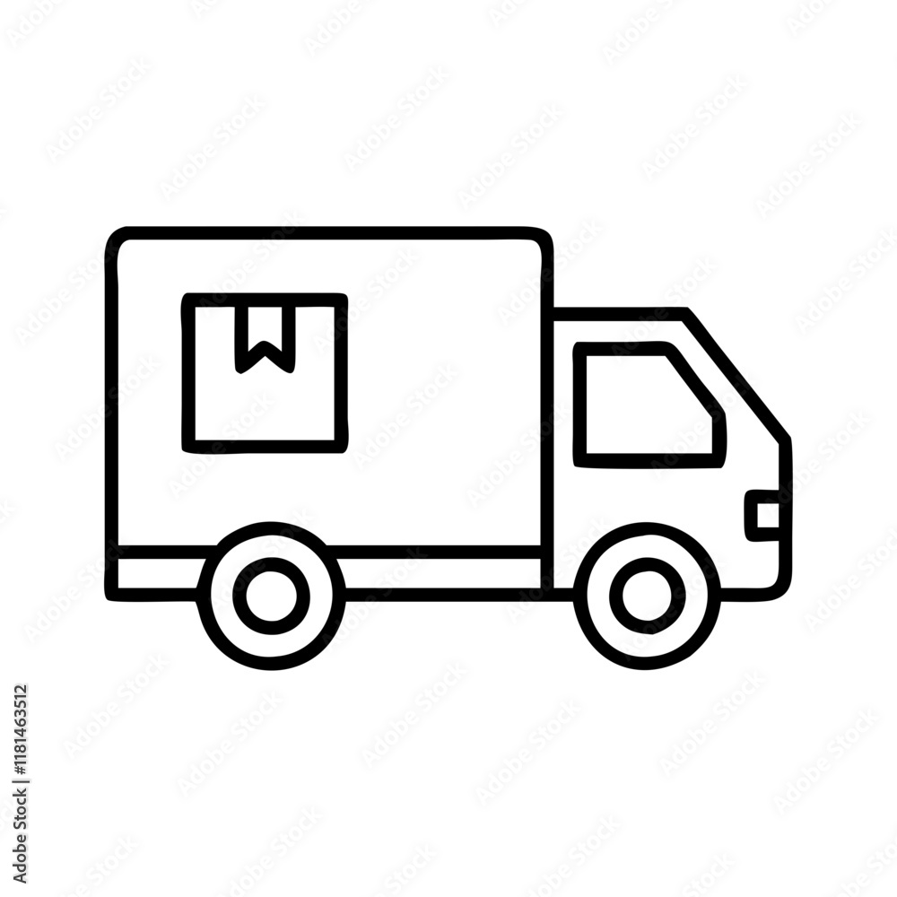 box truck icon, vehicle line art, vehicle vector - simple black line art icon of box truck perfect for logos, and vehicle-themed designs. box truck icon, vehicle line art, vehicle vector - simple black line art icon of box truck perfect for logos, and vehicle-themed designs.