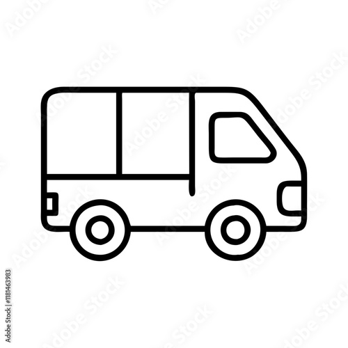 cargo van icon, vehicle line art, vehicle vector - simple black line art icon of cargo van perfect for logos, and vehicle-themed designs.