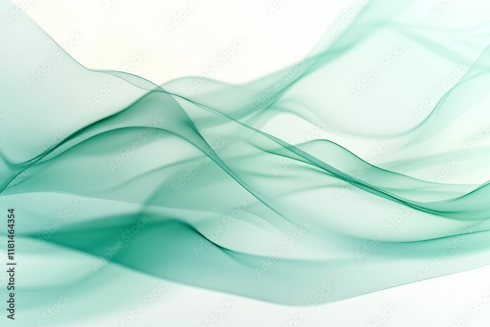 Obraz premium Abstract green waves, flowing, translucent.