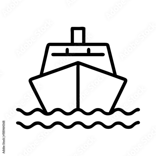 ferry icon, vehicle line art, vehicle vector - simple black line art icon of ferry perfect for logos, and vehicle-themed designs.