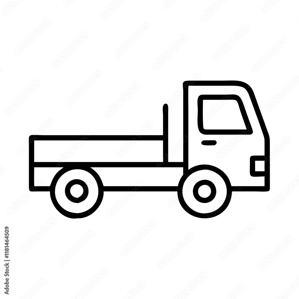 flatbed truck icon, vehicle line art, vehicle vector - simple black line art icon of flatbed truck perfect for logos, and vehicle-themed designs. flatbed truck icon, vehicle line art, vehicle vector - simple black line art icon of flatbed truck perfect for logos, and vehicle-themed designs.