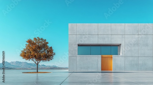 Modern architectural design showcases minimalist aesthetic on a cloudy day