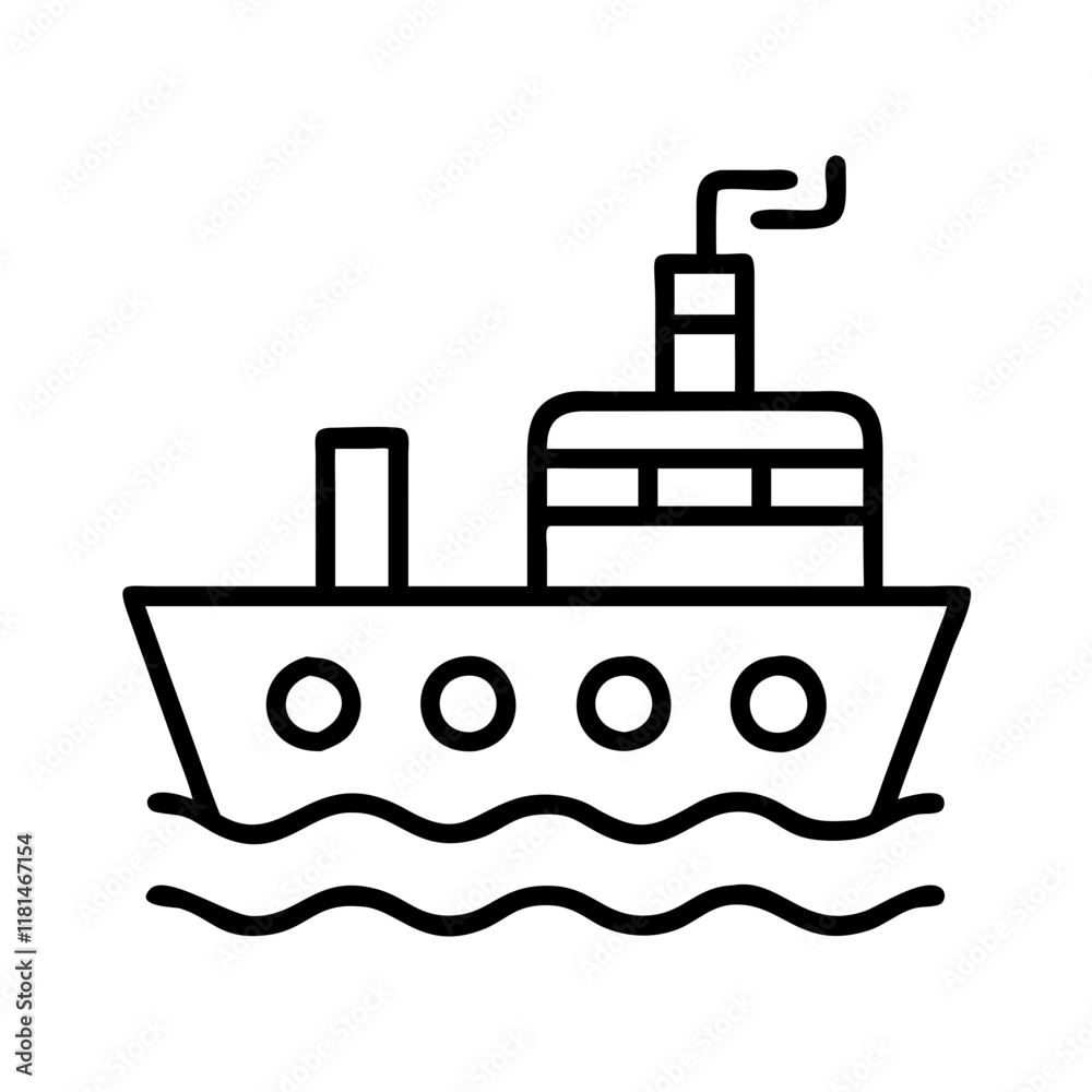 tugboat icon, vehicle line art, vehicle vector - simple black line art icon of tugboat perfect for logos, and vehicle-themed designs. tugboat icon, vehicle line art, vehicle vector - simple black line art icon of tugboat perfect for logos, and vehicle-themed designs.