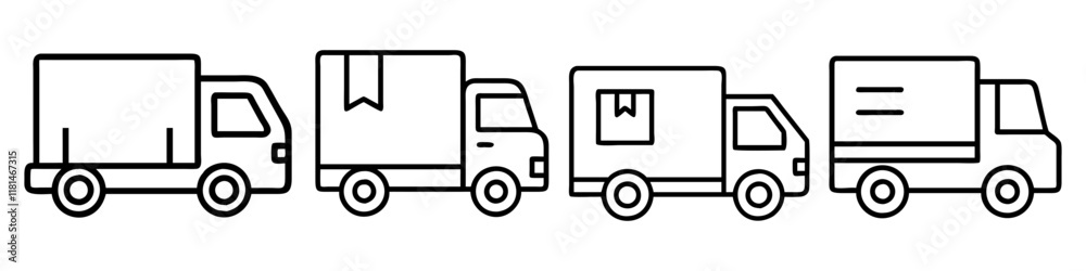 box truck icon, vehicle line art, vehicle vector - simple black line art icon of box truck perfect for logos, and vehicle-themed designs. box truck icon, vehicle line art, vehicle vector - simple black line art icon of box truck perfect for logos, and vehicle-themed designs.