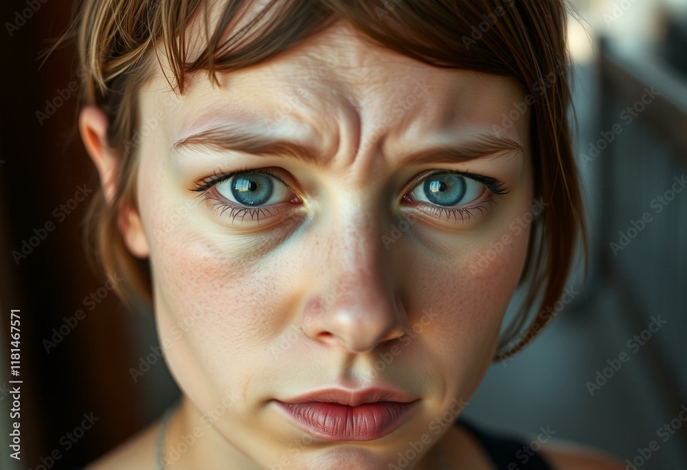 Woman in summer heat, anxious and sweaty Woman in summer heat, anxious and sweaty