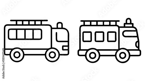fire engine icon, vehicle line art, vehicle vector - simple black line art icon of fire engine perfect for logos, and vehicle-themed designs.