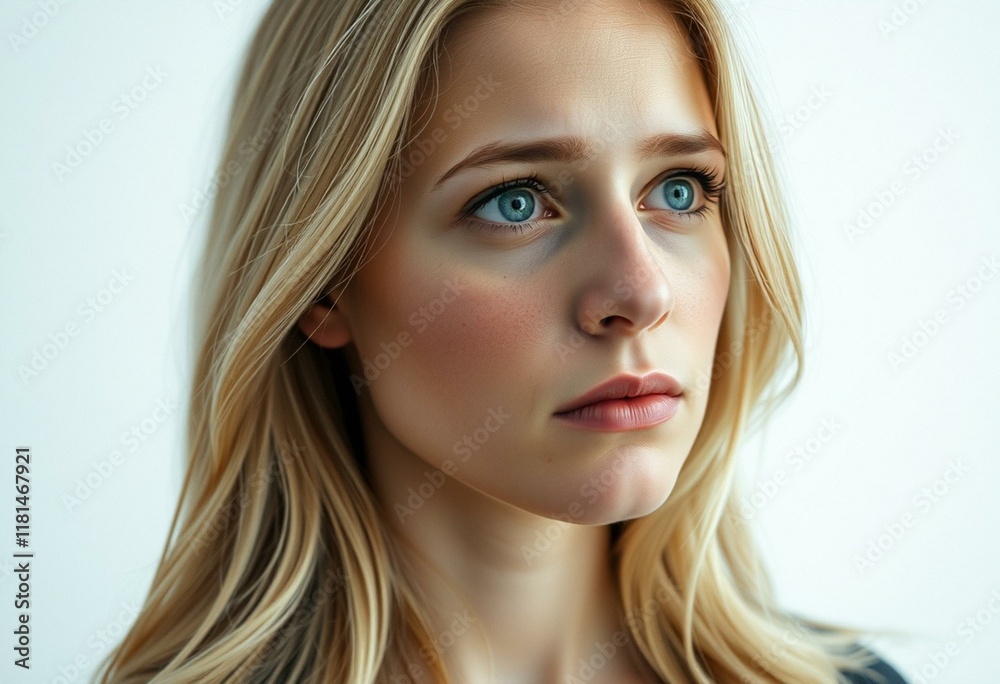 Fototapeta premium Solemn blonde woman with a melancholic expression
