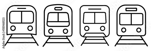 subway train icon, vehicle line art, vehicle vector - simple black line art icon of subway train perfect for logos, and vehicle-themed designs.