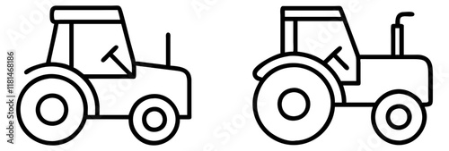 tractor icon, vehicle line art, vehicle vector - simple black line art icon of tractor perfect for logos, and vehicle-themed designs.