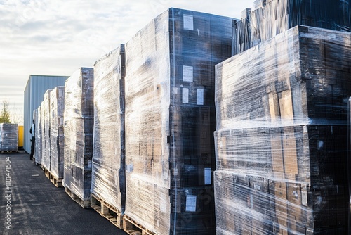 Wrapped Cargo Pallets Ready for Shipment