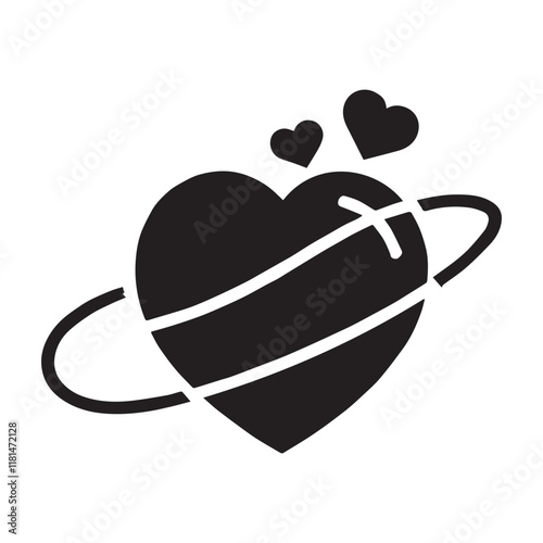 Valentine's Day, hockey ball vector silhouette illustration