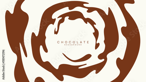 Chocolate background of Modern poster, dynamic splashes and drops. Vector illustration in a flat style of minimalism	