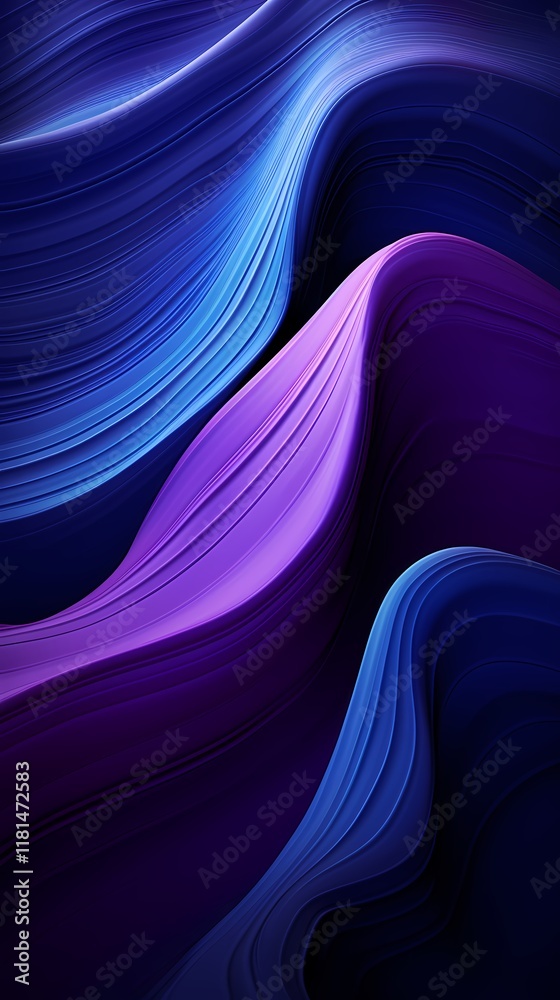 Obraz premium Digital technology blue and purple abstract wave poster background
