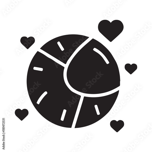 Valentine's Day, hockey ball vector silhouette illustration