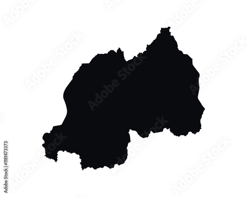 Rwanda Map vector icon. Map of Rwanda Black Silhouette.
