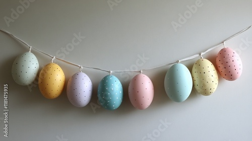 Creative felt ball garland decorates a wooden wall for festive occasions and ...