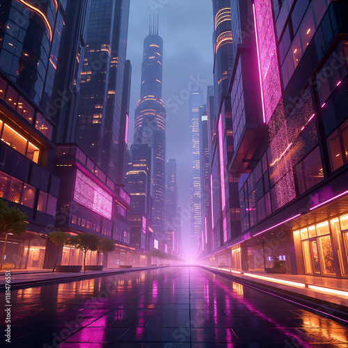 Modern digital cityscape with futuristic background light with modern era