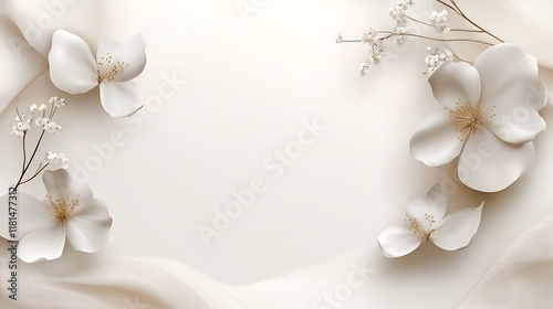 Elegant White Flowers and Soft Fabric Drape Design