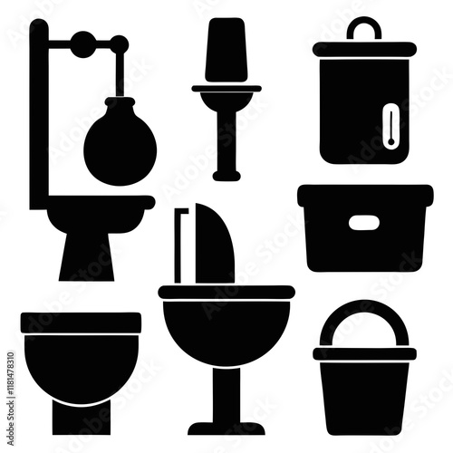 Vector Illustration of Bathroom and Toilet Accessories