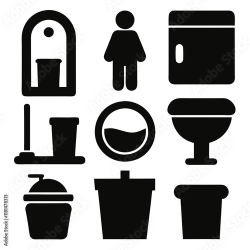 Vector Illustration of Bathroom and Toilet Accessories