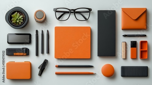 Variety of geometric shapes made from different materials arranged on a flat ...