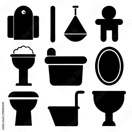 Vector Illustration of Toilet Accessories and Fixtures design 
