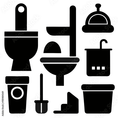 Vector Illustration of Toilet Accessories and Fixtures design 