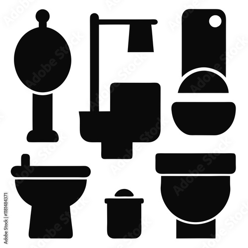 Vector Illustration of Toilet Accessories and Fixtures design 