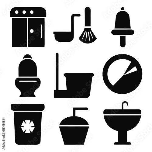 Vector Illustration of Toilet Accessories and Fixtures design 