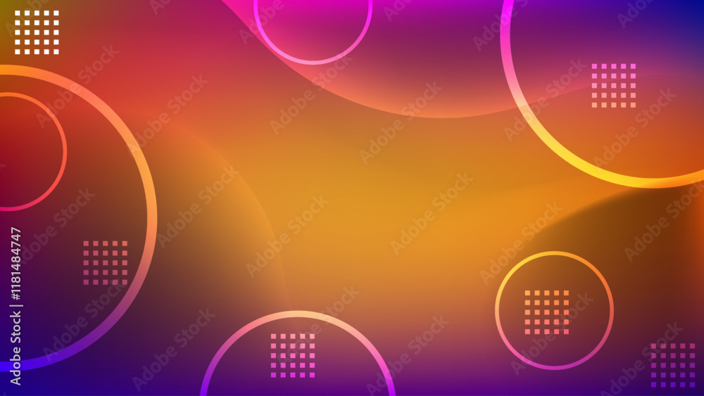 Obraz premium Curves and ellipses with pink yellow gradient mesh abstract background