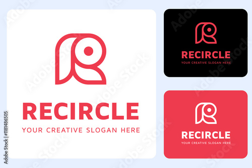 R circle Letter Logo Design Template