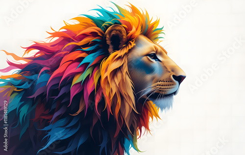 abstract illustration of a colored lion  photo