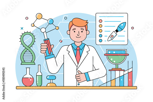 scientist in laboratory with test tube