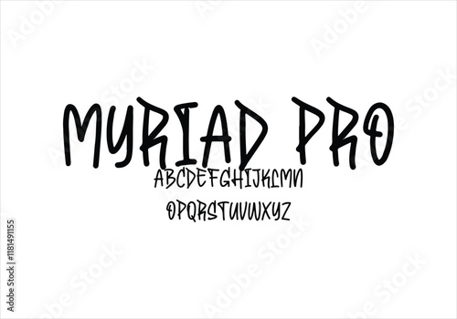 Myraid Pro font for logo and headline. Isolated vector typeset