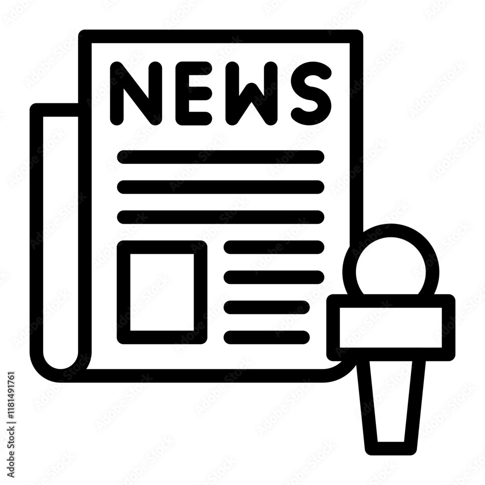 News Report Vector Line Icon Design News Report Vector Line Icon Design