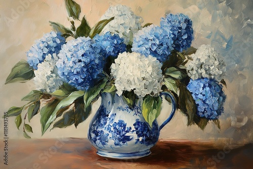 oil painting still life vase with a bouquet of flowers forget me nots
