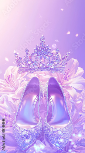Quinceanera Celebration Theme with Tiara and Elegant High Heels