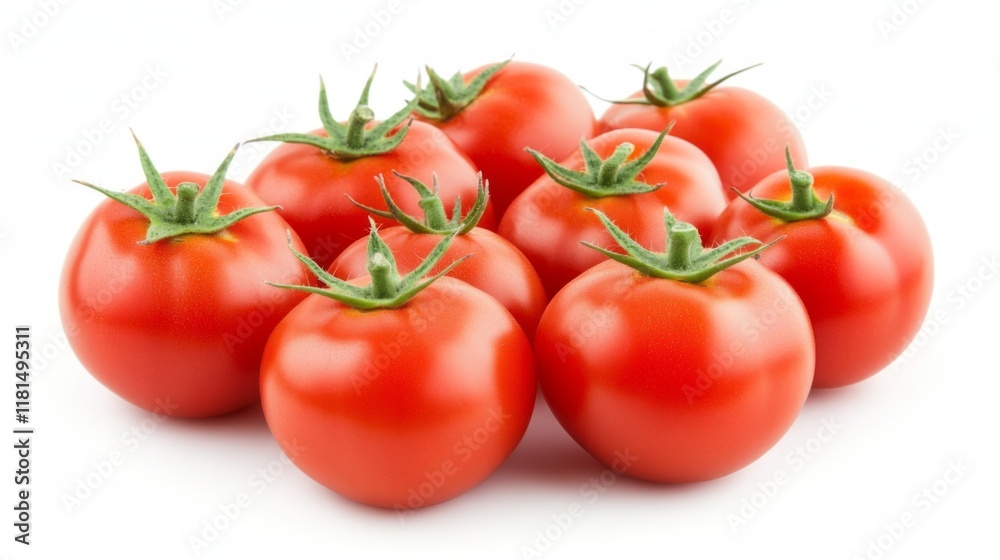A cluster of plump, ripe tomatoes sits nestled together, their bright red skin gleaming under soft light. These fresh vegetables embody the essence of wholesome food and healthy eating A cluster of plump, ripe tomatoes sits nestled together, their bright red skin gleaming under soft light. These fresh vegetables embody the essence of wholesome food and healthy eating