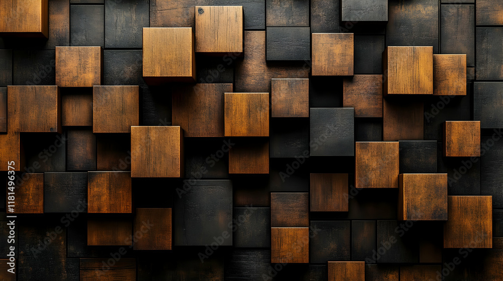 Dark and Light Wood Cubes Texture Background Dark and Light Wood Cubes Texture Background